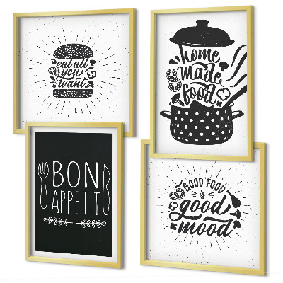 Políptico com moldura Gráficos, comida, slogans culinários