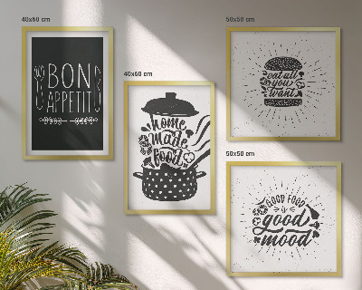 Políptico com moldura Gráficos, comida, slogans culinários