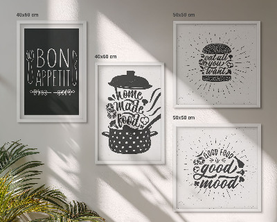 Políptico com moldura Gráficos, comida, slogans culinários