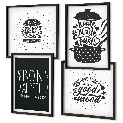 Políptico com moldura Gráficos, comida, slogans culinários