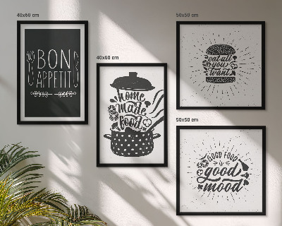 Políptico com moldura Gráficos, comida, slogans culinários
