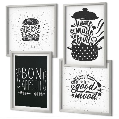 Políptico com moldura Gráficos, comida, slogans culinários