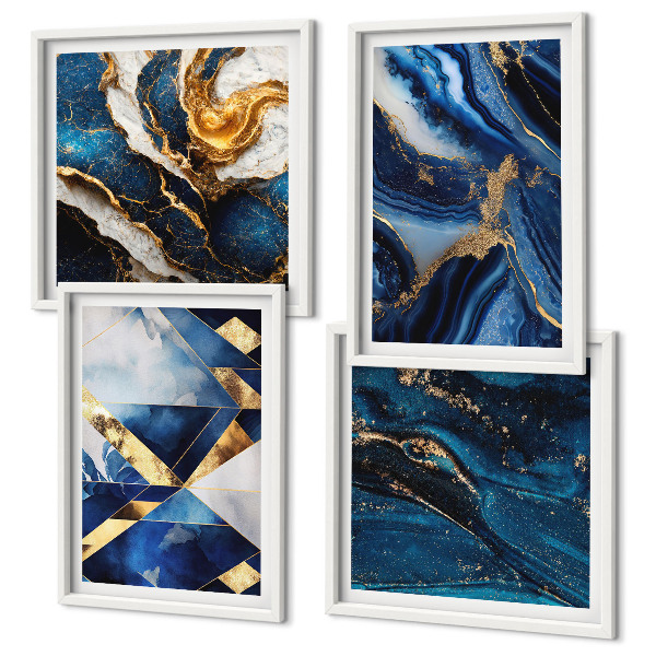 Conjunto de 4 quadros com moldura Padrões abstratos elegantes