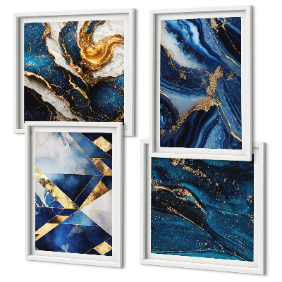 Conjunto de 4 quadros com moldura Padrões abstratos elegantes