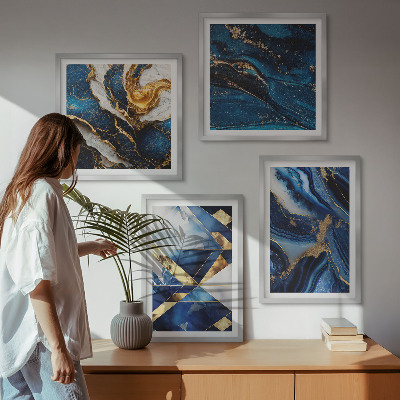 Conjunto de 4 quadros com moldura Padrões abstratos elegantes