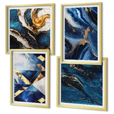Conjunto de 4 quadros com moldura com padrões abstratos elegantes