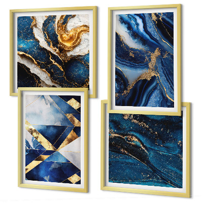 Conjunto de 4 quadros com moldura Padrões abstratos elegantes