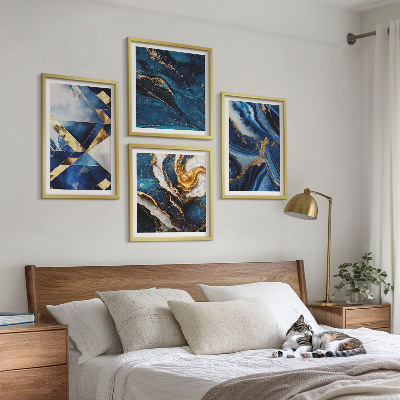 Conjunto de 4 quadros com moldura Padrões abstratos elegantes