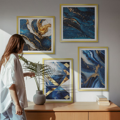 Conjunto de 4 quadros com moldura Padrões abstratos elegantes