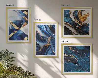 Conjunto de 4 quadros com moldura com padrões abstratos elegantes