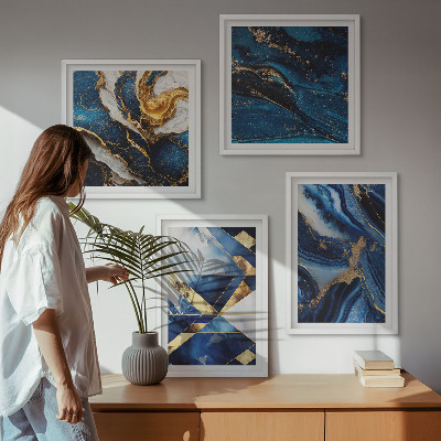 Conjunto de 4 quadros com moldura Padrões abstratos elegantes