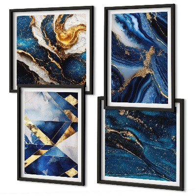 Conjunto de 4 quadros com moldura Padrões abstratos elegantes