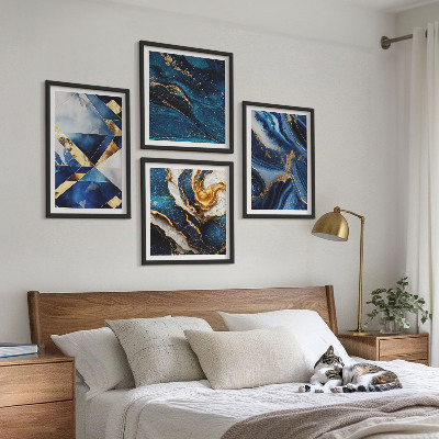 Conjunto de 4 quadros com moldura Padrões abstratos elegantes