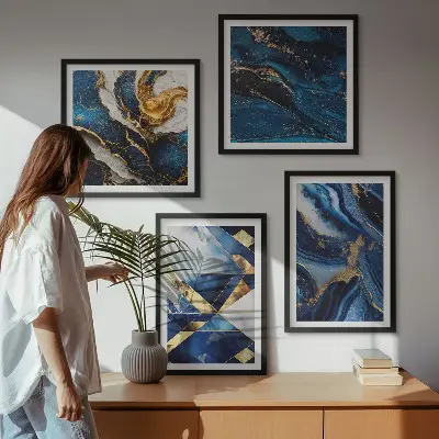 Conjunto de 4 quadros com moldura com padrões abstratos elegantes
