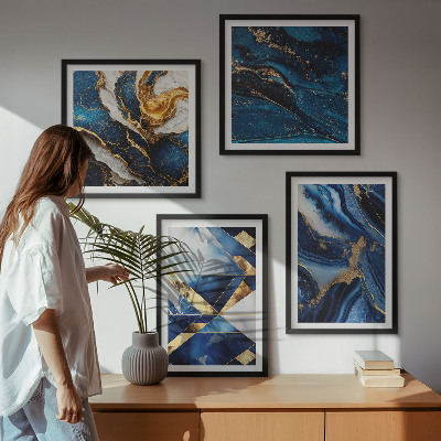 Conjunto de 4 quadros com moldura Padrões abstratos elegantes