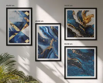 Conjunto de 4 quadros com moldura com padrões abstratos elegantes