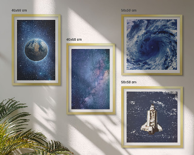 Políptico com moldura tempestade espacial da Terra galáxia