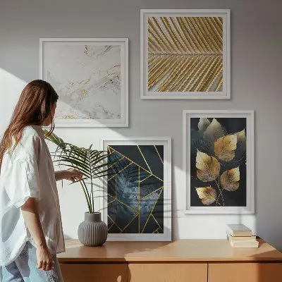 Conjunto de quadros com padrões modernos de plantas