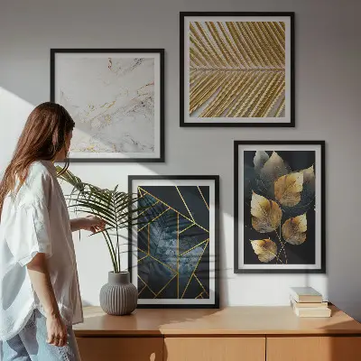 Conjunto de quadros com padrões modernos de plantas