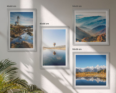 Políptico com moldura Vistas da natureza, farol, montanhas