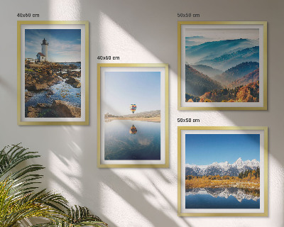 Políptico com moldura Vistas da natureza, farol, montanhas