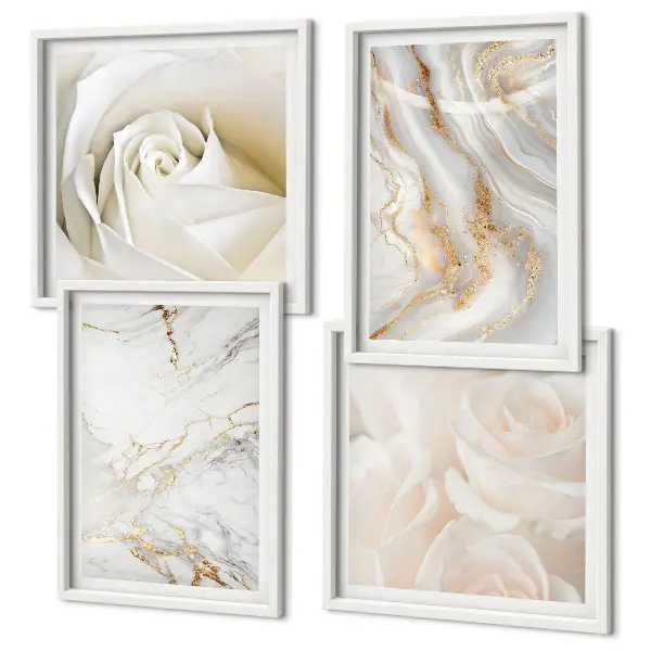 Conjunto de quadros com estampas de mármore elegante