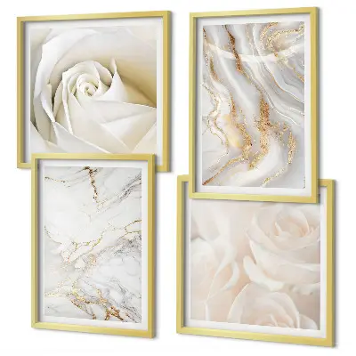 Conjunto de quadros com estampas de mármore elegante