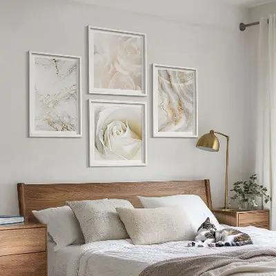Conjunto de quadros com estampas de mármore elegante