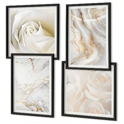 Conjunto de quadros com estampas de mármore elegante