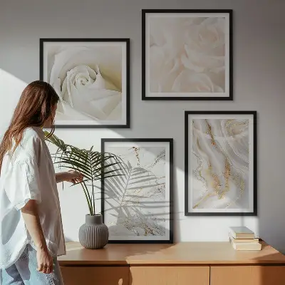 Conjunto de quadros com estampas de mármore elegante