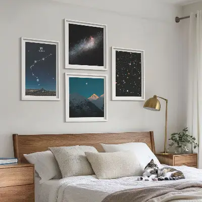 Composição de quadros galáxia espacial com montanhas de Aquário