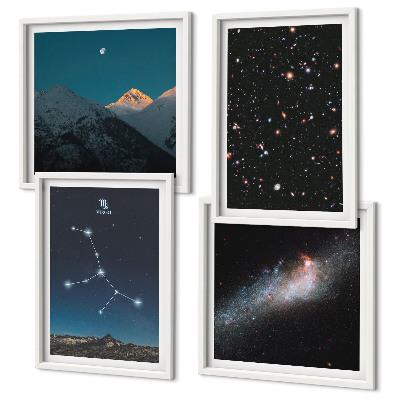Conjunto de 4 quadros com moldura Universo da Galáxia de Virgem