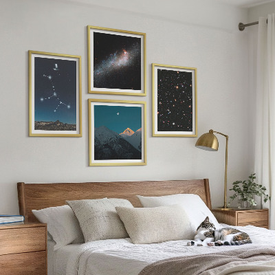 Conjunto de 4 quadros com moldura Universo da Galáxia de Virgem