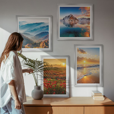 Composição de quadros Paisagens de montanhas e mares no oeste