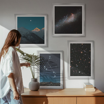 Conjunto de 4 quadros com moldura Paisagens cósmicas de galáxias