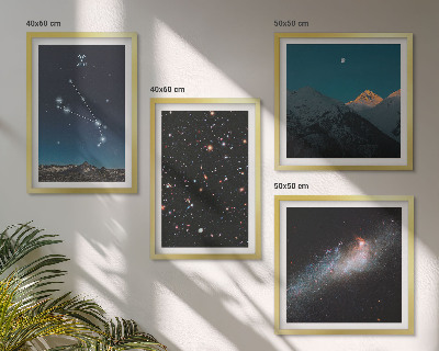Conjunto de 4 quadros com moldura Paisagens cósmicas de galáxias