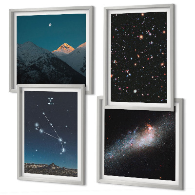 Conjunto de 4 quadros com moldura Paisagens cósmicas de galáxias