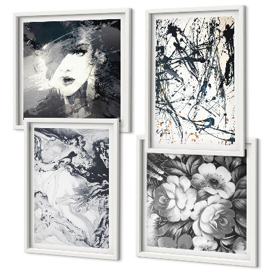 Composição de quadros Padrões abstratos em preto e branco