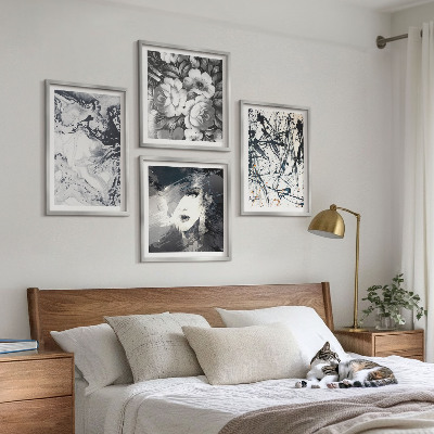 Composição de quadros Padrões abstratos em preto e branco