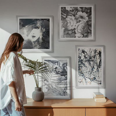 Composição de quadros Padrões abstratos em preto e branco