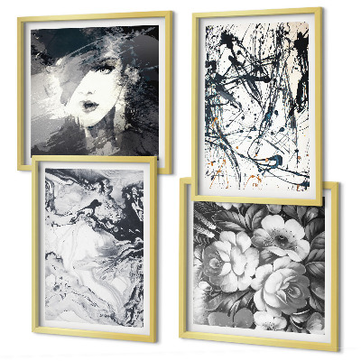 Composição de quadros Padrões abstratos em preto e branco
