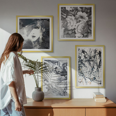 Composição de quadros Padrões abstratos em preto e branco