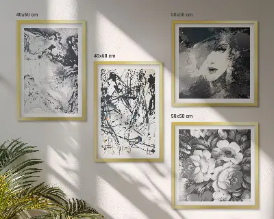 Composição de quadros com padrões abstratos em preto e branco