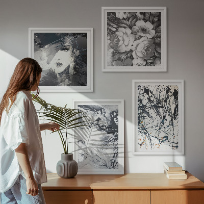 Composição de quadros Padrões abstratos em preto e branco