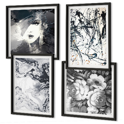 Composição de quadros Padrões abstratos em preto e branco