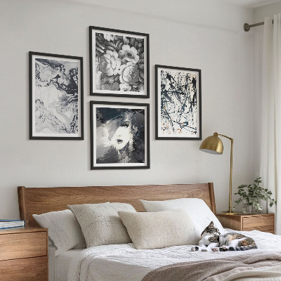 Composição de quadros Padrões abstratos em preto e branco