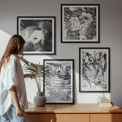 Composição de quadros Padrões abstratos em preto e branco