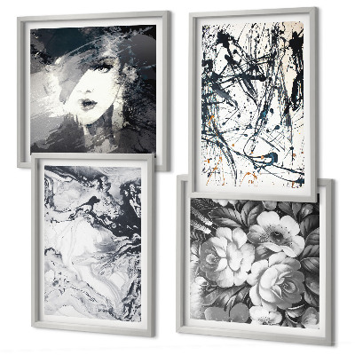 Composição de quadros Padrões abstratos em preto e branco