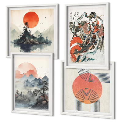 Composição de quadros Paisagens asiáticas japandi