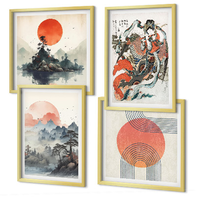 Composição de quadros Paisagens asiáticas japandi